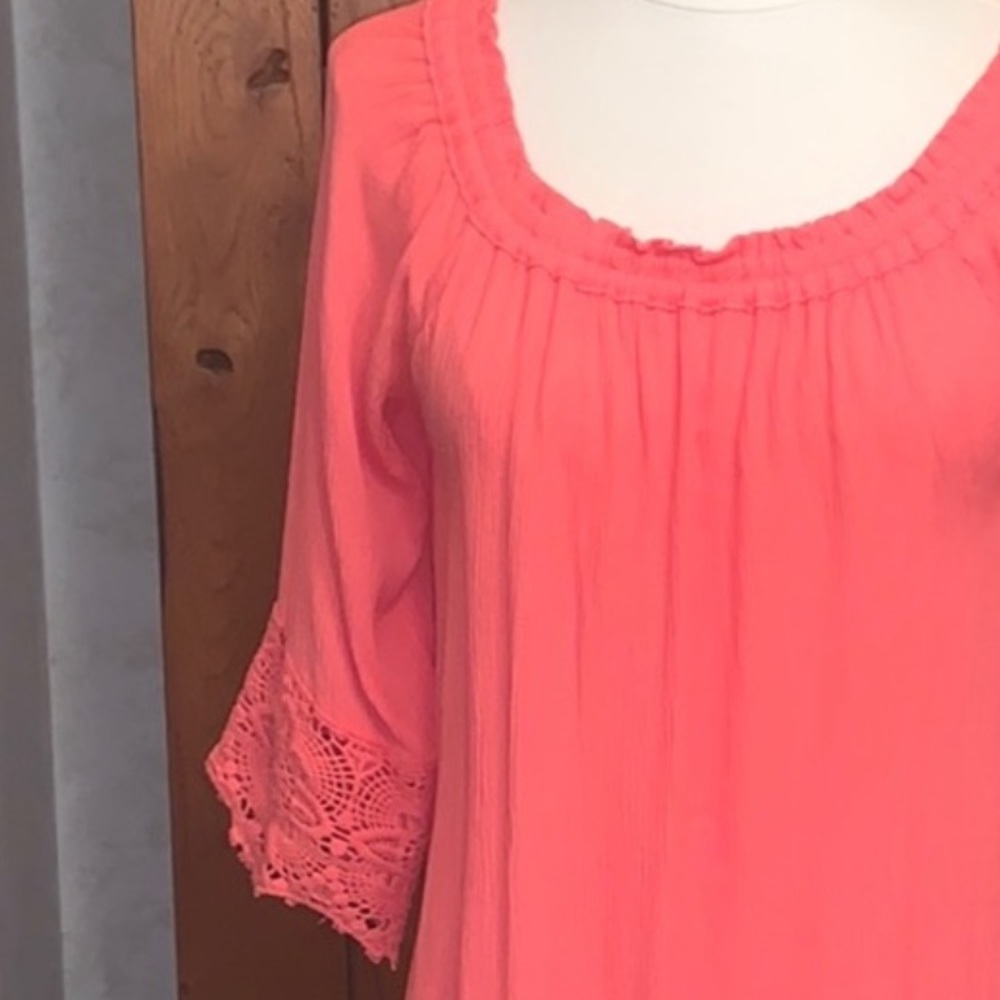 🆕3/4 Sleeve Crochet Lace Sleeve & Gauze Top🔥NEW!